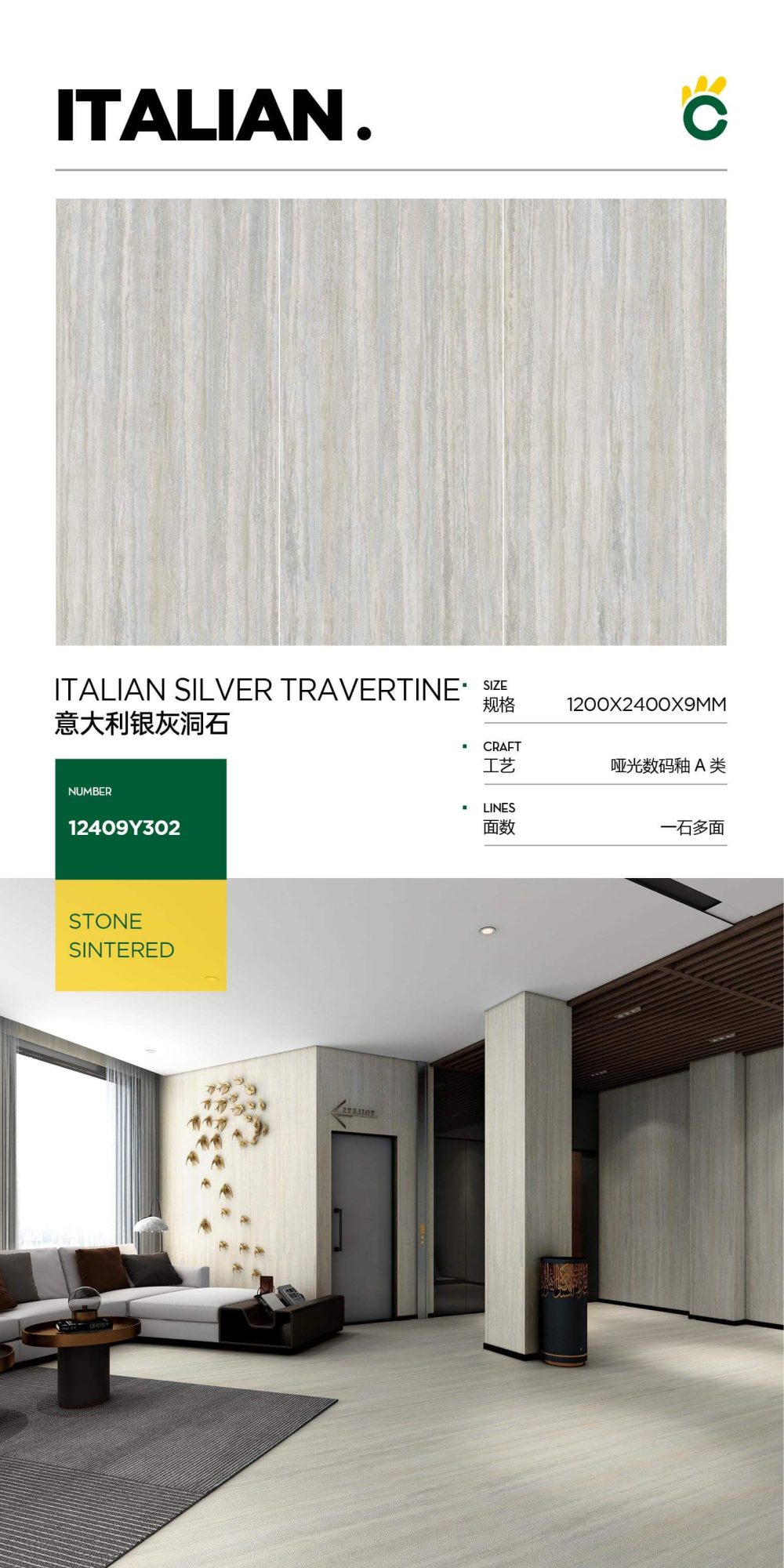 Italian silver gray travertine 12409Y302 image 1