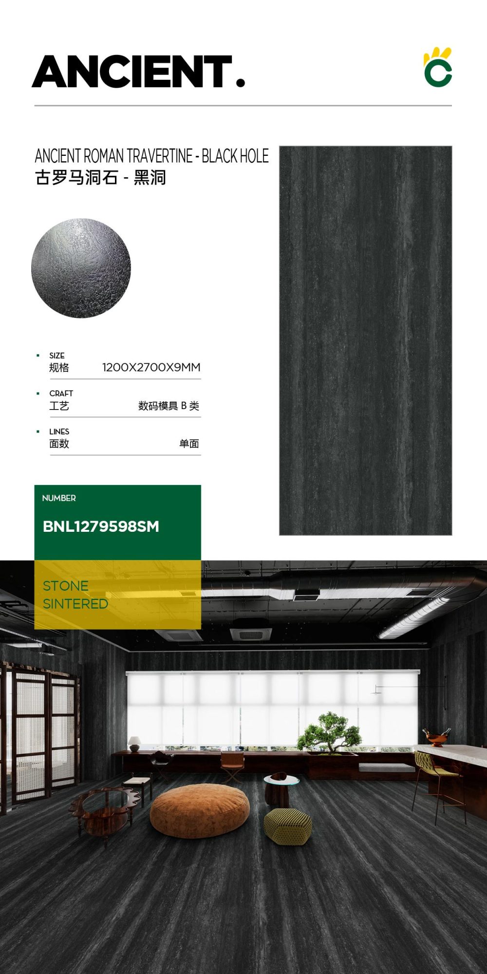 Ancient Roman Travertine-Black Hole 1279598SM image 1