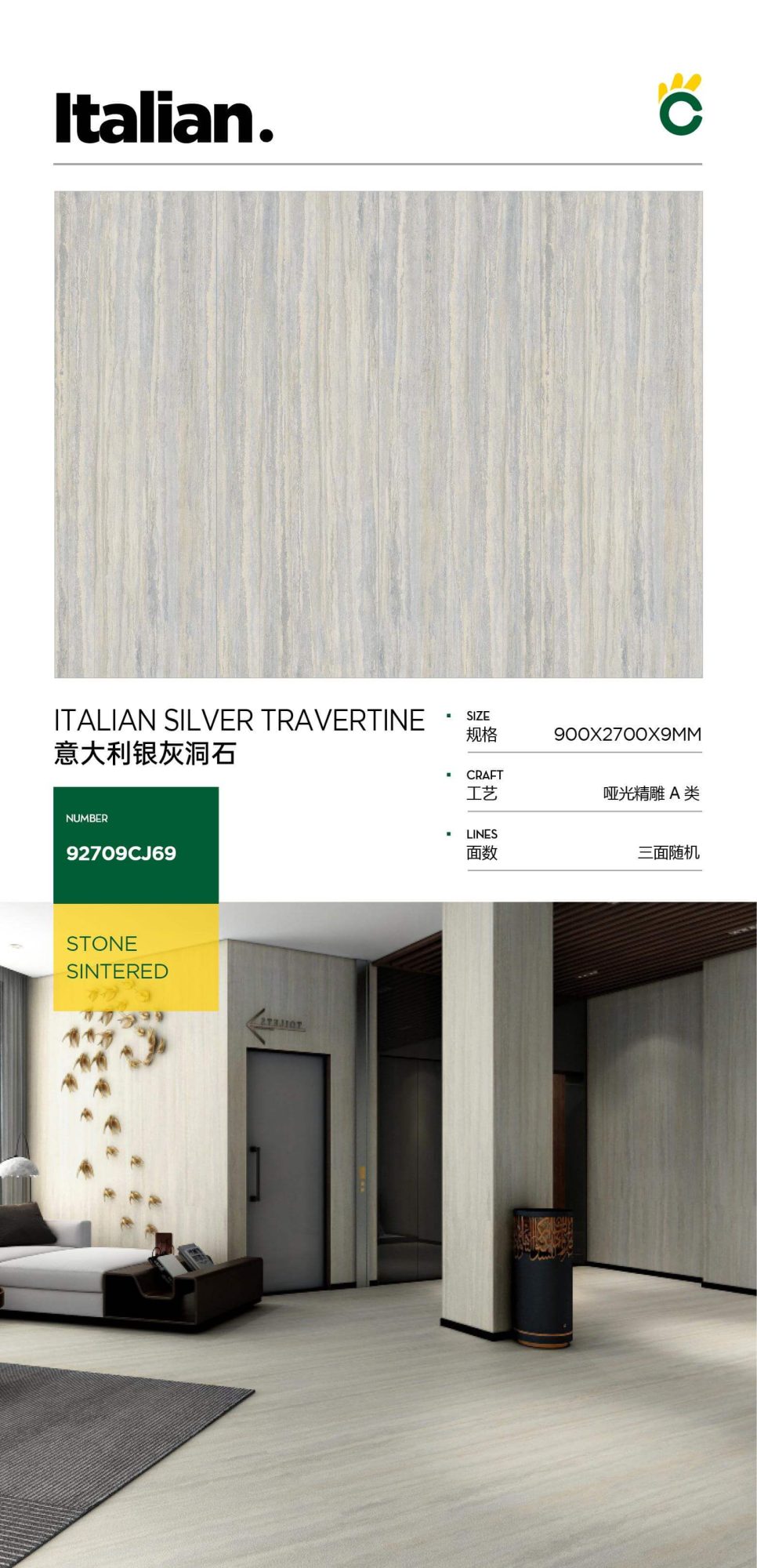 Italian silver gray travertine 92709CJ69 image 1